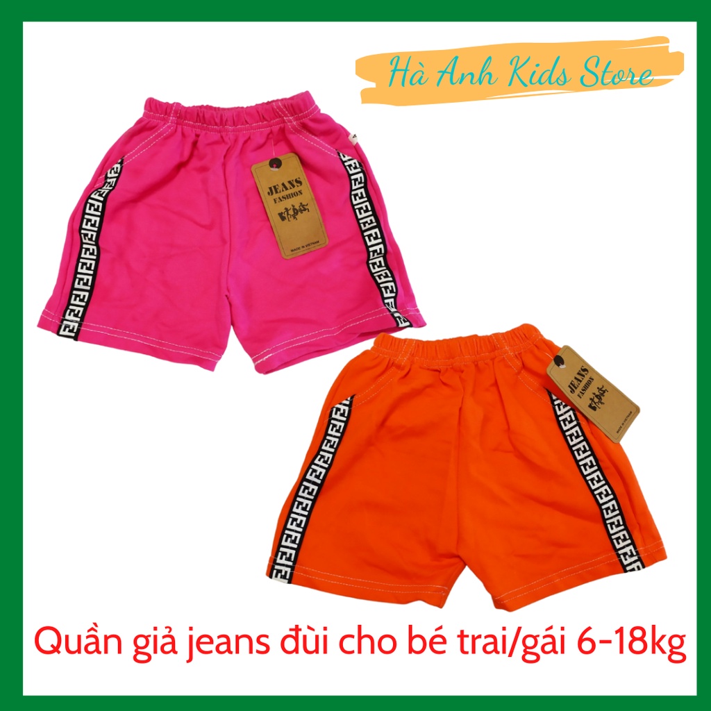 Quần giả jeans đùi sọc viền cá tính cho bé trai/ gái 7-20kg