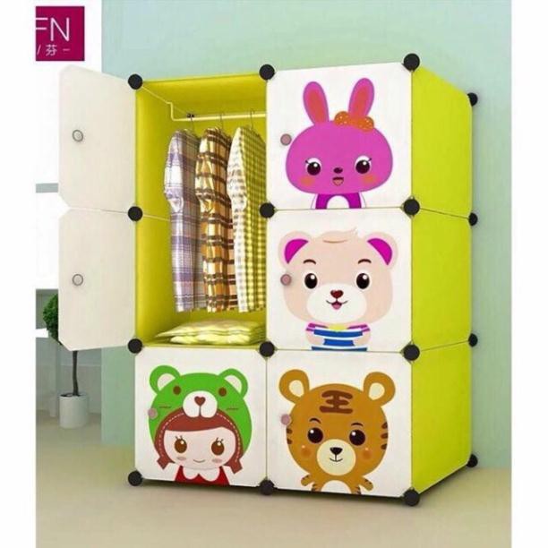 FREESHIP 99K TOÀN QUỐC_Tủ nhựa quần áo lắp ghép 6 ô Size sâu 47cm. Tặng kèm 1 treo đồ cho bé.