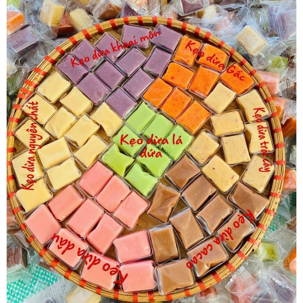 1KG KẸO DỪA DẺO MIX VỊ ĐẶC SẢN BẾN TRE CAM KẾT HÀNG CHUẨN LOẠI 1