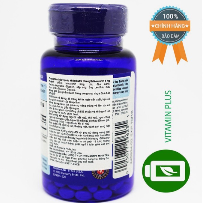 Viên uống hỗ trợ giấc ngủ tự nhiên, ngủ ngon không gây tác dụng phụ  Extra Strength Melatonin 3mg 60 viên HSD 10/2020