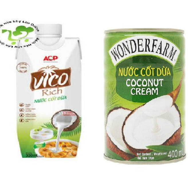 Nước cốt dừa Wonderfarm lon 400ml / Nước cốt dừa Rich Vico 330ml