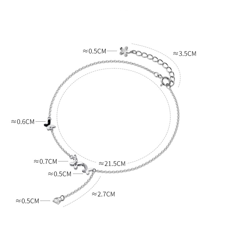 Lắc chân vòng chân 💋Freeship Hoàn xu nữ bạc s925 butterfly và viên pha lê rơi | BigBuy360 - bigbuy360.vn