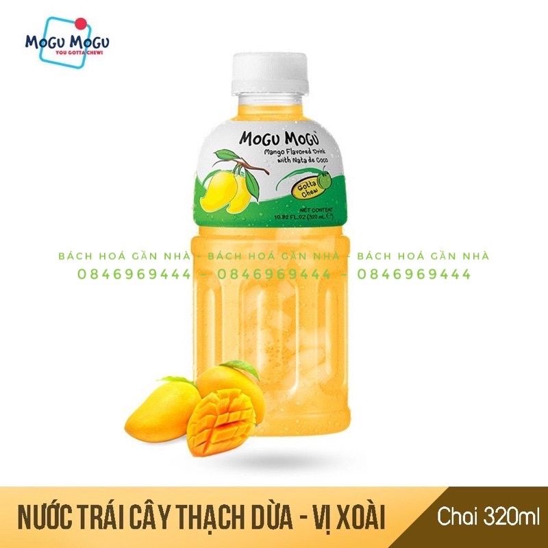 (Tặng kèm 1 bịch hạnh nhân 30g)( 1 thùng 24 chai)Nước trái cây thạch dừa Mogu Mogu Thái Lan - Chai