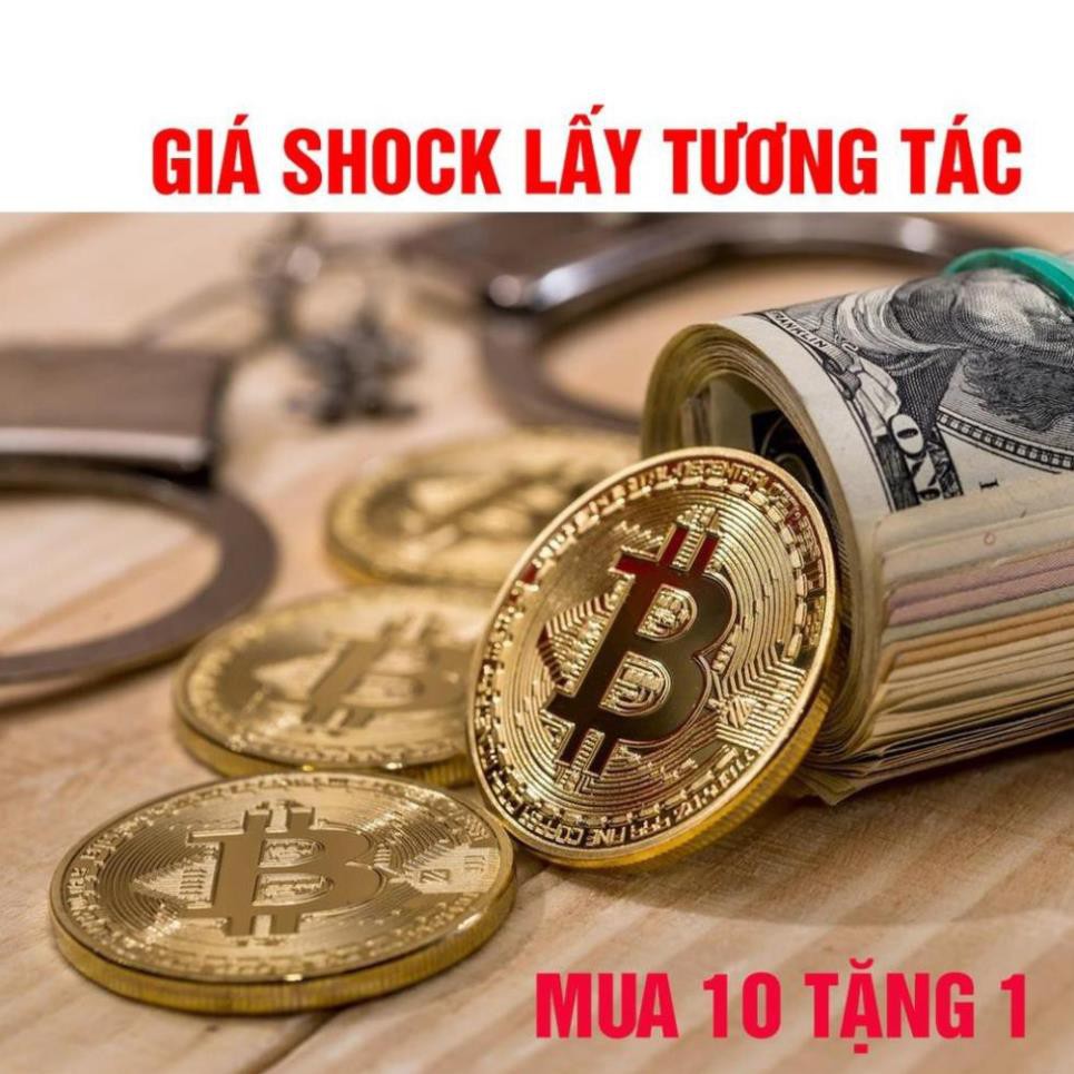 Giá sock lấy tương tác Đồng xu bitcoin mạ vàng 24k may mắn, quà lưu niệm, quà tặng + Hộp đựng