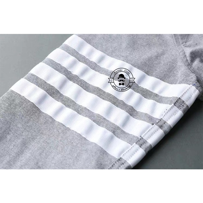 Sơ mi Thom Browne Ghi 4 Vạch