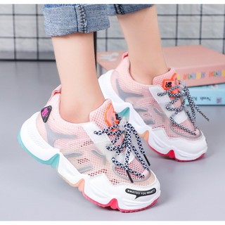 Giày nữ trẻ em KIDS SMART, Giày thể thao bé gái đế ba màu thoáng khí