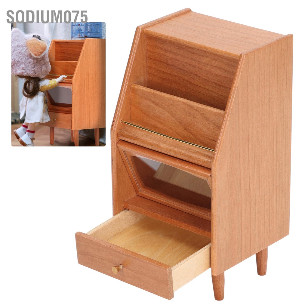 Có thể bán buôn Tủ nhà búp bê thu nhỏ Gỗ anh đào Kết cấu tốt sách bằng gỗ Đồ nội thất để trang trí tự làm Sodium075 Hàng giao ngay