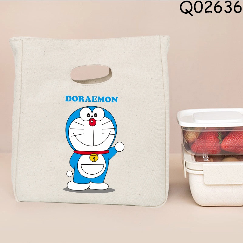 Doraemon Túi Đựng Hộp Cơm Trưa Giữ Nhiệt Họa Tiết Hoạt Hình Đáng Yêu
