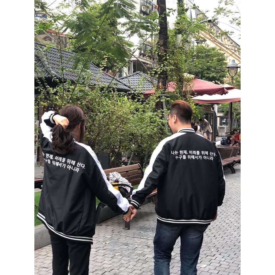 ÁO KHOÁC DÙ BOMBER IN TIẾNG HÀN QUỐC DÂN FORM RỘNG UNISEX NAM NỮ ULZZANG