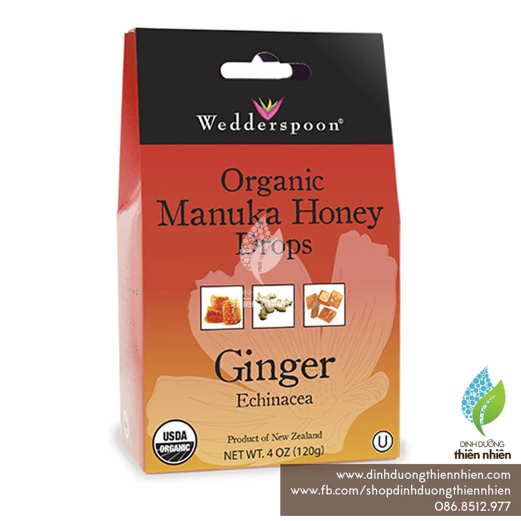 Kẹo Ngậm Hữu Cơ Từ Mật Ong Manuka, Wedderspoon Organic Manuka Honey Drop