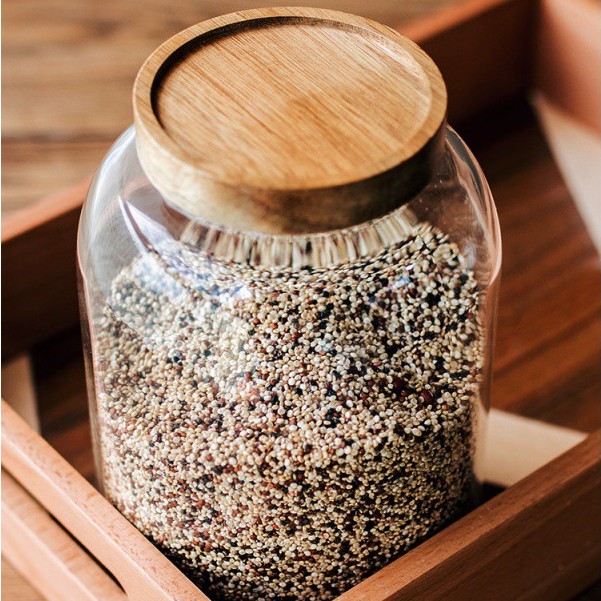 Bình Thủy Tinh Nắp Gỗ, Bình Ngâm LIIN DECOR