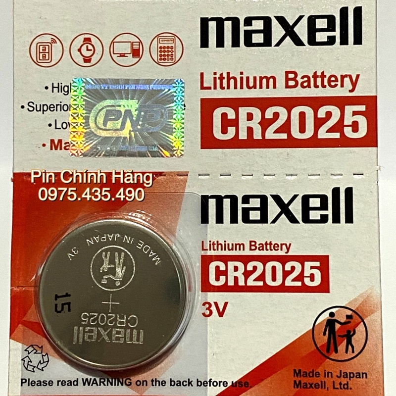 Pin CR2025 Maxell 3V Lithium Vỉ 1 Viên - Made in Japan