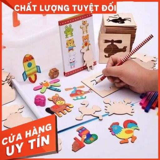 Đồ chơi sáng tạo, khuôn tập vẽ bằng gỗ cho bé yêu