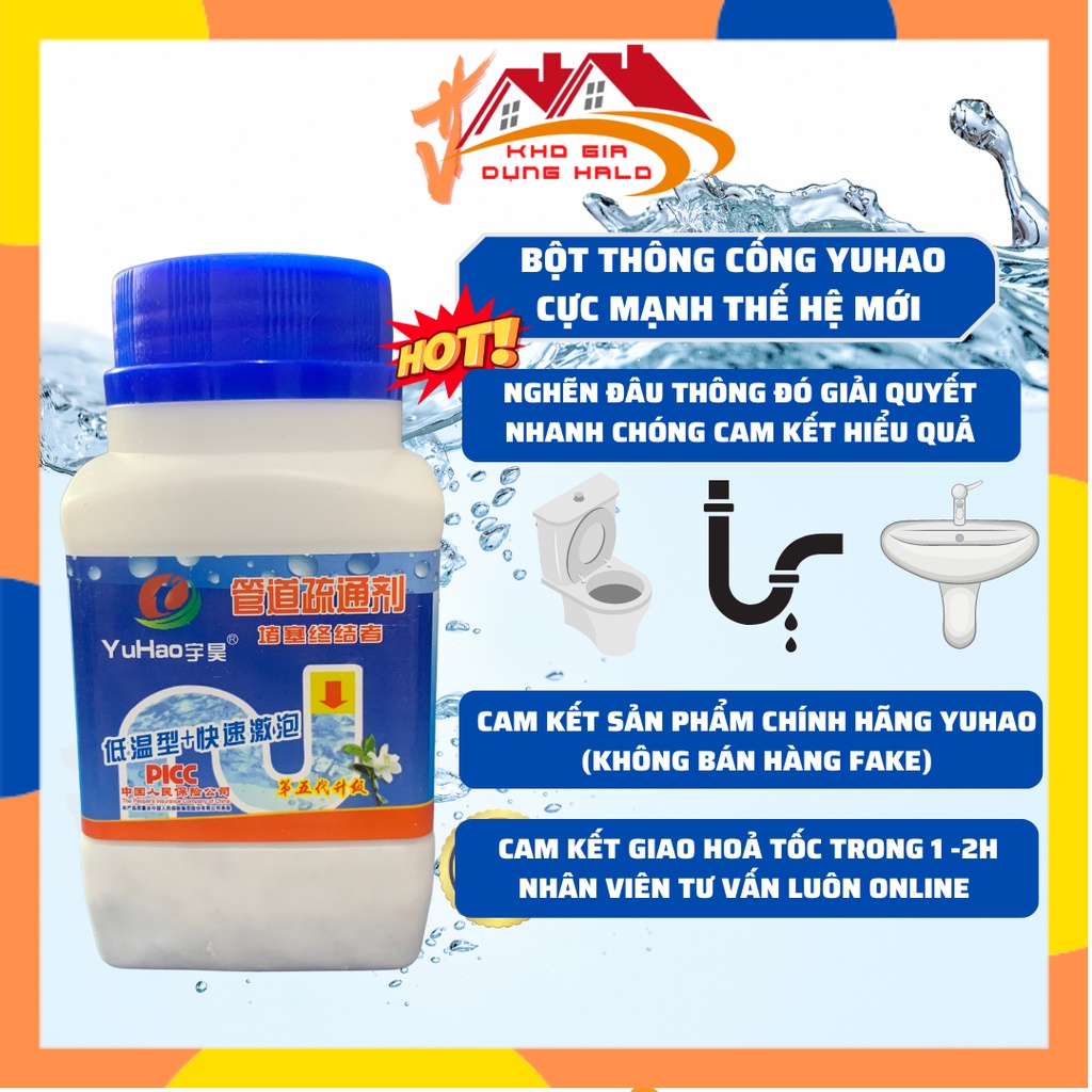 Bột Thông Cống,Bồn Cầu,Lavabo Cực Mạnh YUHAO Siêu Thần Thánh 268G Thế Hệ Mới