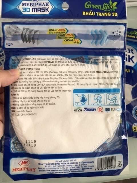 Khẩu trang 3D Mask Mebiphar size M (set 5c người lớn) | BigBuy360 - bigbuy360.vn