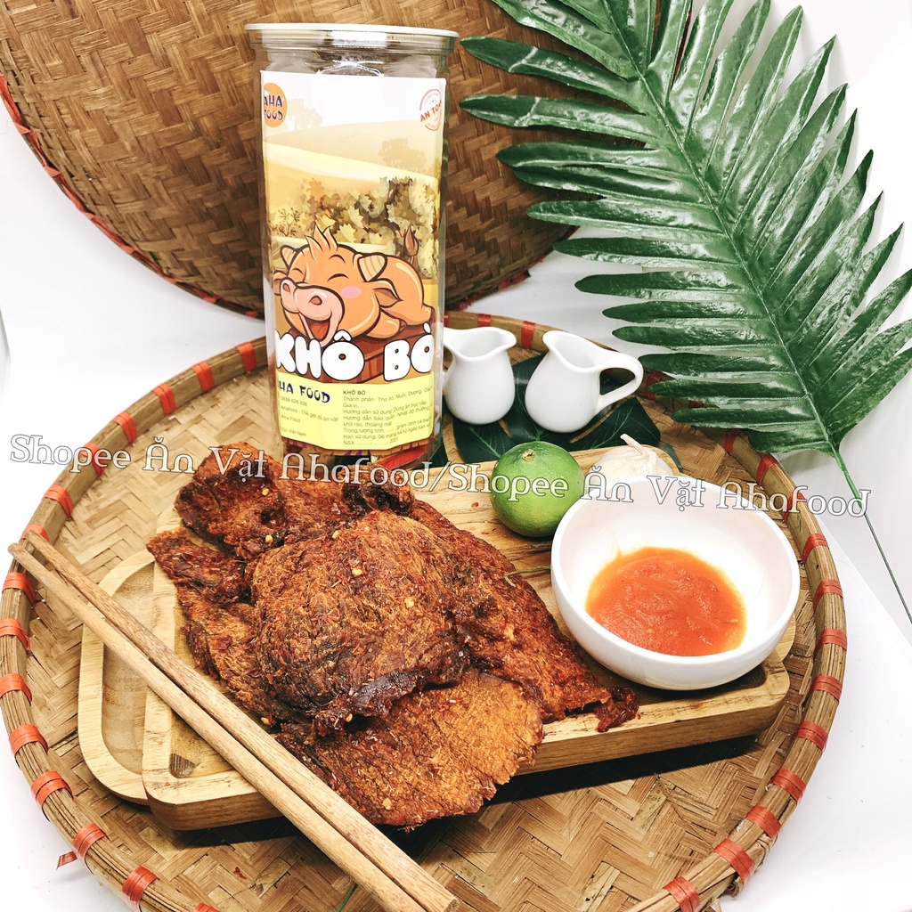 Khô bò miếng đập dập mềm 300g, Bò Khô Miếng Loại 1 Siêu Ngon AHAFOOD, đồ ăn vặt Hà Nội