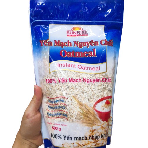 Bột Yến Mạch Nguyên Chất Oatmeal-Sunrise, Gói Xanh (500g)
