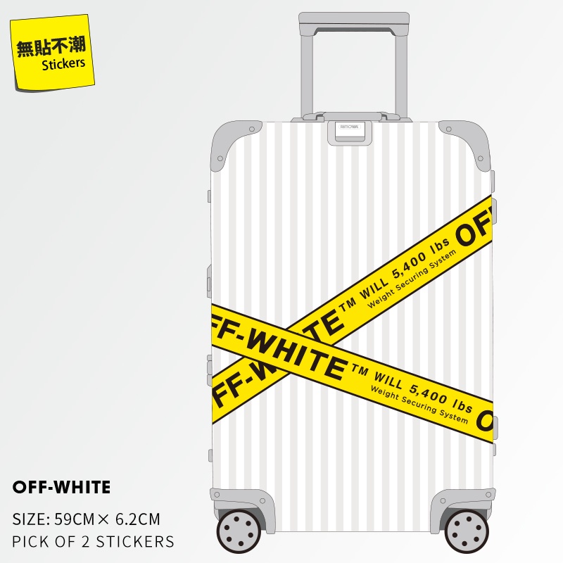 Bộ 2 Nhãn Dán Trang Trí Vali / Cửa Kính / Tường / Hành Lý Cỡ Lớn Chống Thấm Nước In Chữ off white Cá Tính