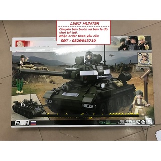 Xếp Hình Army WWII Sluban 2 in 1 mô hình lắp ráp Xe Tank huyền thoại T 34 / 85 của Hồng Quân Liên Xô