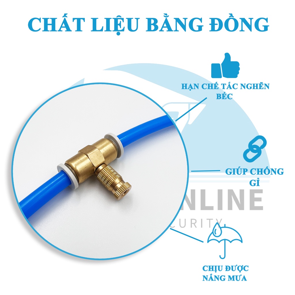 COMBO 20 Béc phun sương bằng đồng cao cấp siêu mịn,điều hoà không khí,làm mát quán ăn,quán cafe,tưới cây