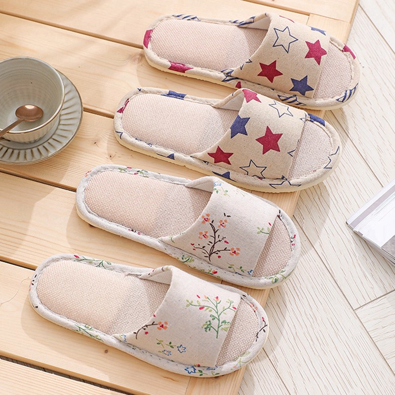 Dép Đi Trong Nhà Đế Dày Mềm Mại Bằng Vải Lanh cotton Cho Cặp Đôi