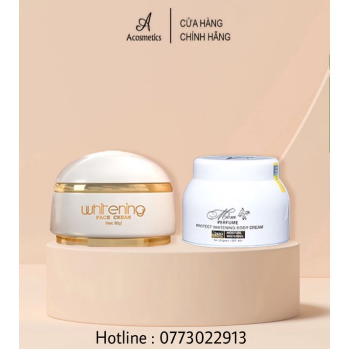 Combo sản phẩm dưỡng trắng da cho Face và Body Acosmetics (Kem Face Pháp và Kem Body Mềm Nước Hoa)