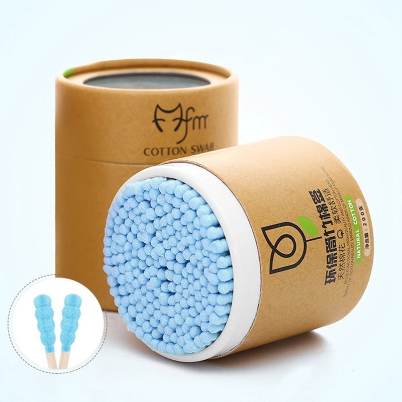 [Hàng mới về] Hộp 200 bông ráy tai cotton tre tiện lợi