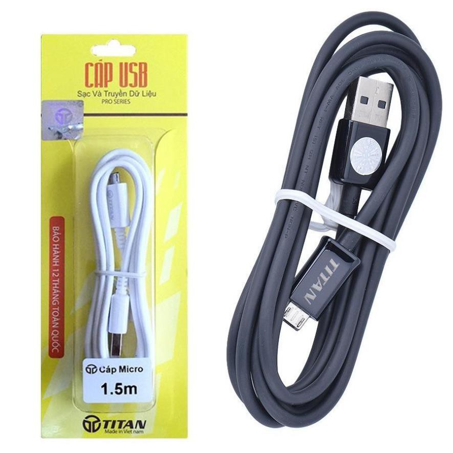 Cáp sạc Micro USB dài 1.5m TITAN CA10 - Bảo hành 12 tháng