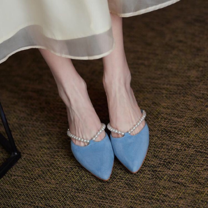 Sục cao gót gắn dây hạt sang chảnh thời trang nữ - SB39 - Oula Store