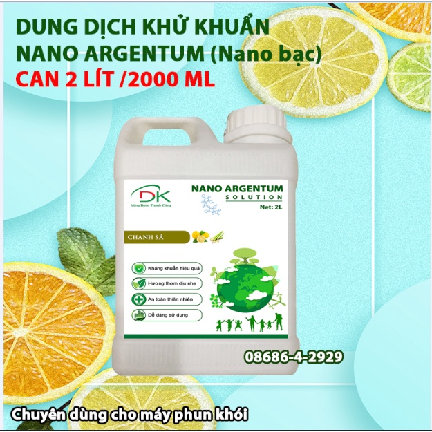 Dung dịch Nano bạc khử khuẩn khử mùi ô tô phòng ở chuyên dụng cho máy xông phun khói chính hãng ARGENTUM - Can 2LL
