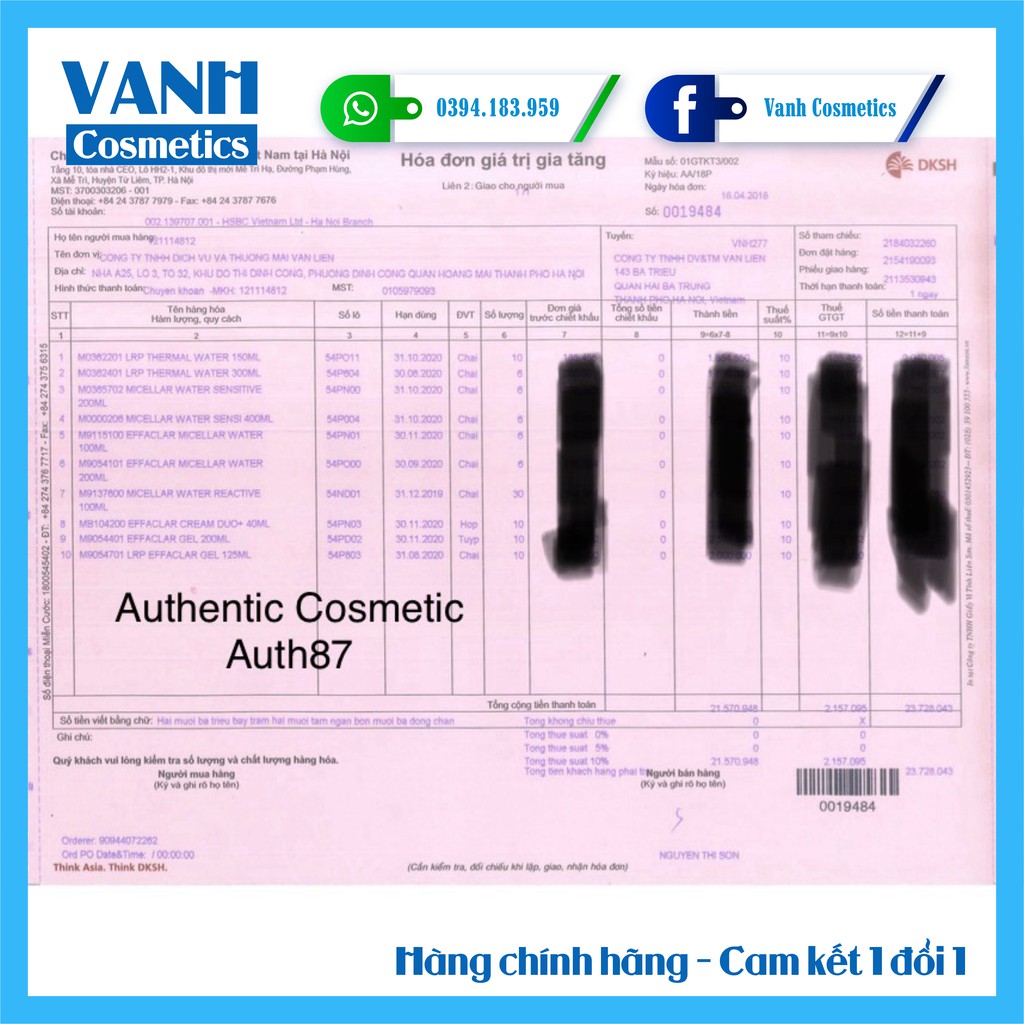 Nước tẩy trang La Roche Possay - Vanh Cosmetics