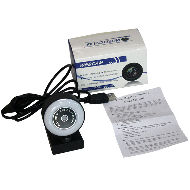 Lykry Webcam With Microphone and Ring Light Plug 3-Level Brightness Streaming