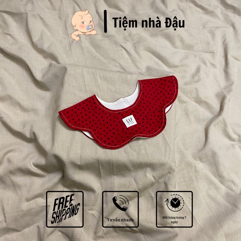 Yếm vải tròn cổ hoa Hàn Quốc chất cotton organic cho em bé từ 0-36m