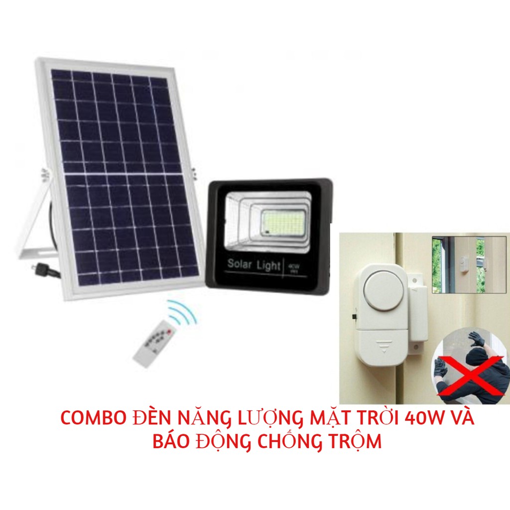 Combo Đèn năng lượng mặt trời 40W và Báo động chống trộm