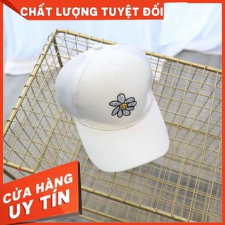 Mũ lưỡi trai hoa cúc nam nữ trắng hottrend 2021