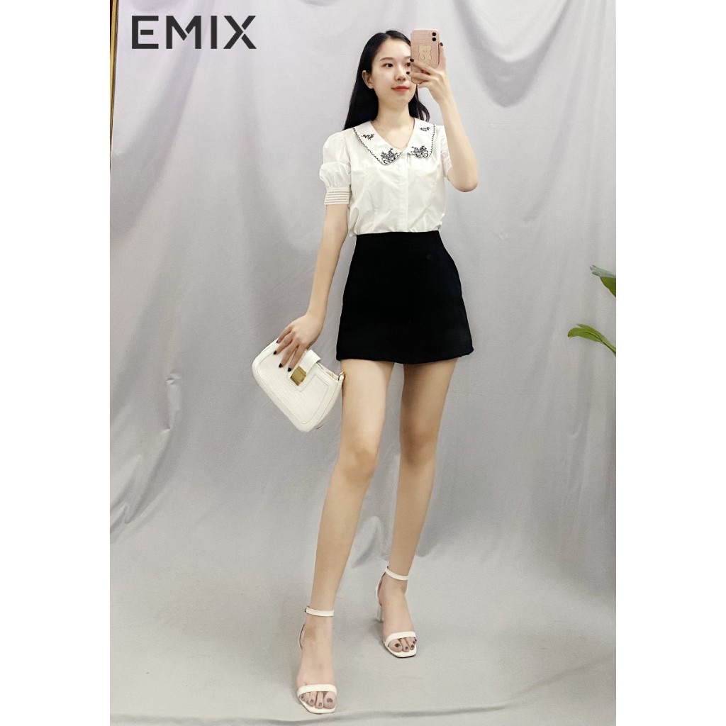 Quần đùi giả váy dáng chữ A EMIX (2 màu), dáng ngắn, cạp cao, có túi chéo, khóa, vải tuyết mưa, mềm mại