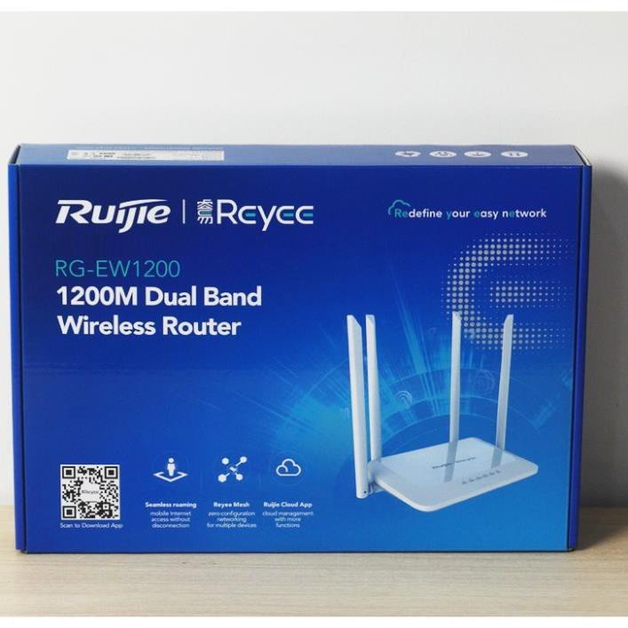 Bộ phát Router Wifi Mesh RUIJIE RG-EW1200 AC1200, Hỗ Trợ 2 Băng Tần 2.4GHz - 5GHz, Chế độ Reapeater, Router, Mesh