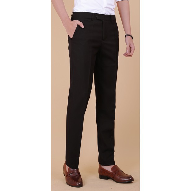 Quần âu nam  dáng ôm Hàn Quốc, vải không nhăn không xù màu đen | BigBuy360 - bigbuy360.vn