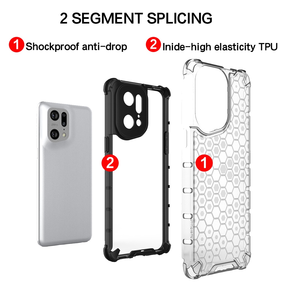 Ốp Điện Thoại Nhựa Cứng Trong Suốt Chống Sốc Họa Tiết Tổ Ong Cho OPPO Find X5 X3 X2 Pro Neo Lite