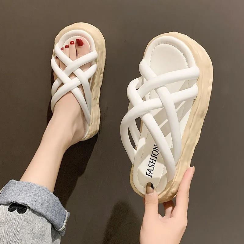 Jiashucheng Dép Sandal Đế Dày Thời Trang Mùa Hè 2023 Phong Cách Mới Cho Nữ