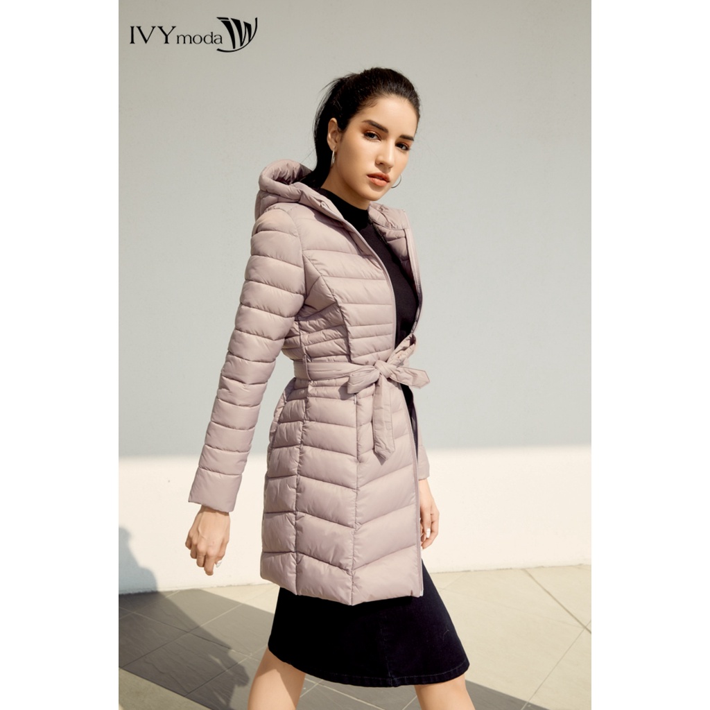 Áo khoác phao nữ dáng dài cổ mũ IVY moda MS 71B7929