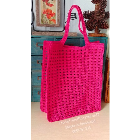 (ẢNH THẬT) Túi len móc lưới mùa hè (net bag) đan móc màu pastel túi kẹp nách - Cr6ochet-Knitting MewLen33