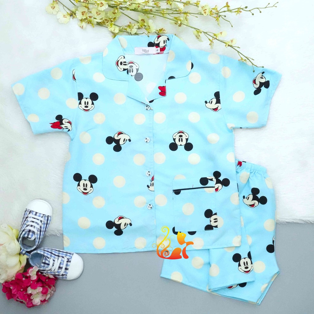 Bộ Đồ &quot;Mít ki chấm bi&quot; Pijama Kate Thái - Cho Bé 8 - 38kg.