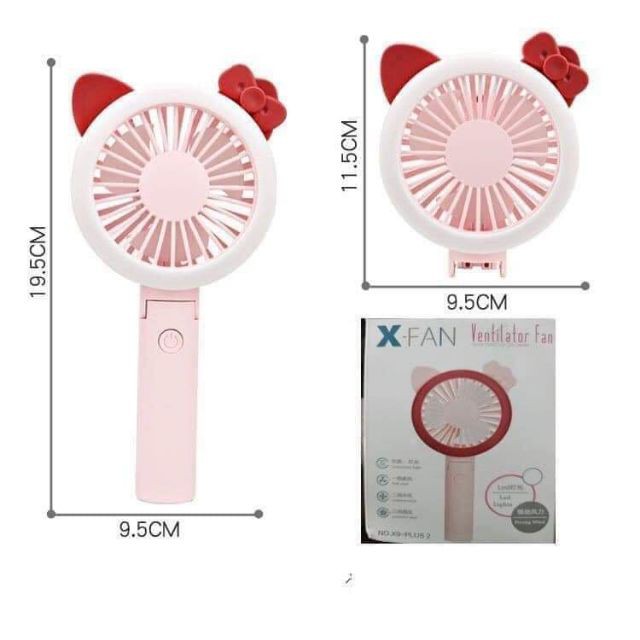 QUẠT MINI CẦM TAY X- FAN CÓ PIN SẠC TÍCH ĐIỆN, TÙY CHỈNH 3 CẤP ĐỘ GIÓ, CÓ ĐÈN VIỀN