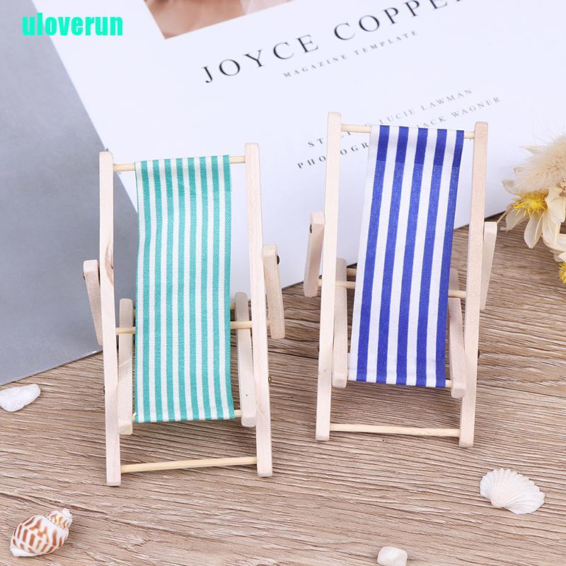 1 Mô Hình Ghế Bãi Biển Bằng Gỗ Tỉ Lệ 1: 12 Trang Trí Nhà Búp Bê