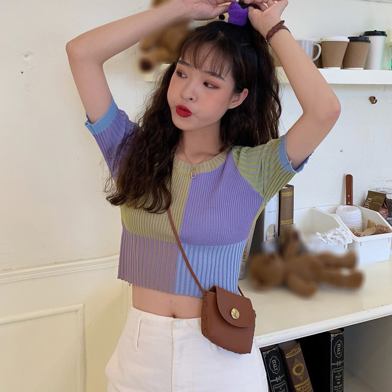 Áo Thun Tay Ngắn Màu Trơn Cho Nữ