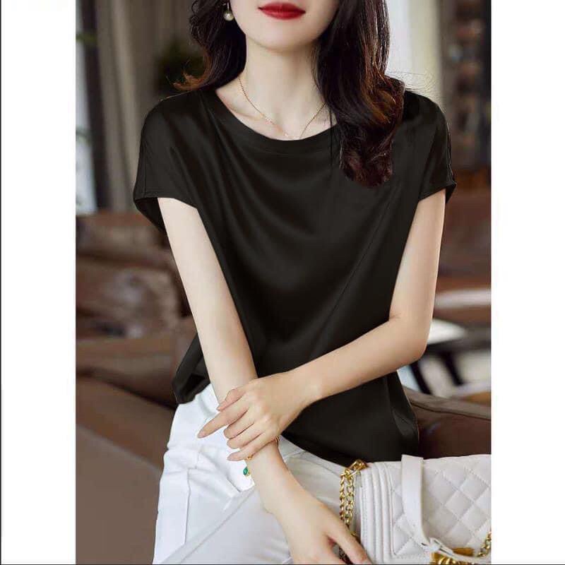 ÁO LỤA SATIN CỔ TRÒN TRƠN ĐƠN GIẢN