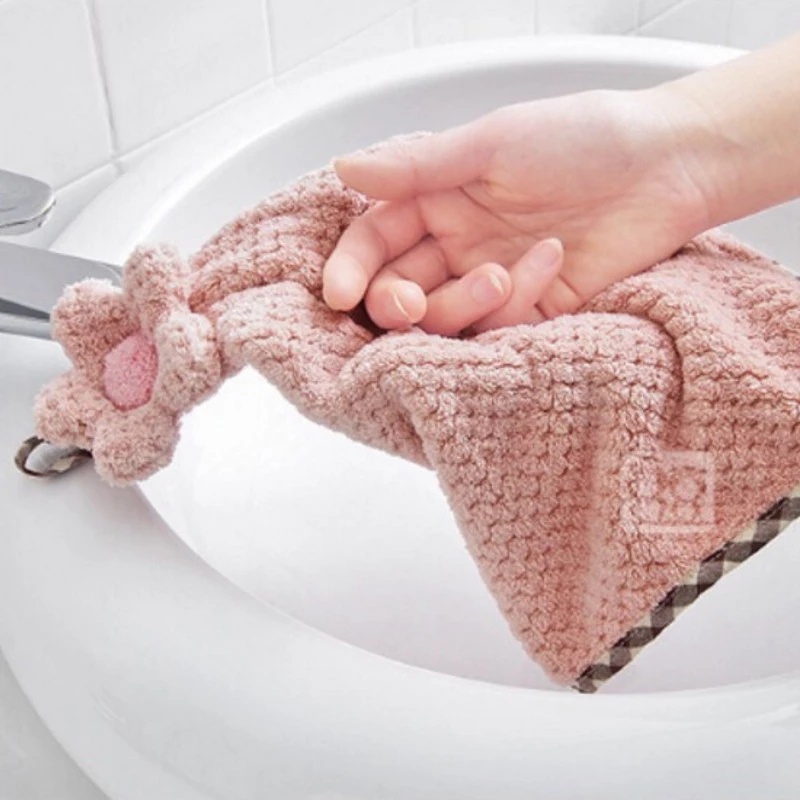 Khăn Lau Tay/Nhà Bếp Chất Liệu Mềm Mại Dày Dặn Thấm Hút Nước Họa Tiết Hoa Hướng Dương 5 Màu Tùy Chọn Tiện Dụng