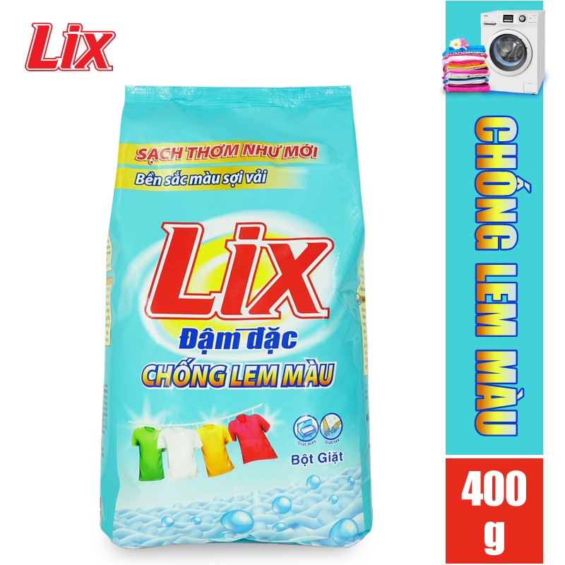 Bột giặt Lix Đậm Đặc Chống Lem Màu 400g - Bền màu sợi vải - EM400