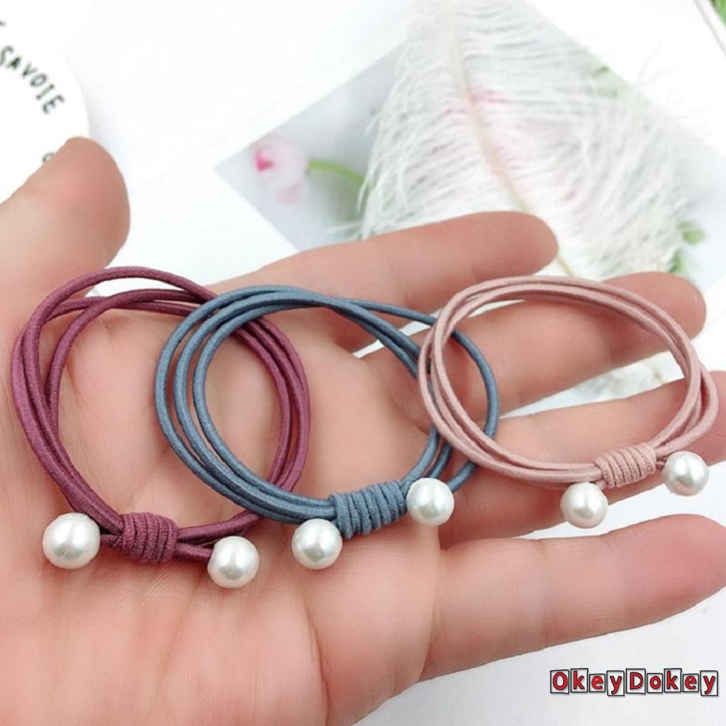 Dây buộc tóc màu trơn bằng nylon co giãn tốt siêu mềm mại xinh xắn cho nữ